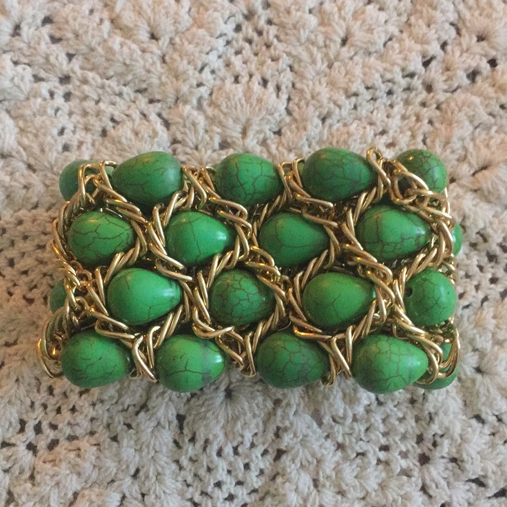 Gold Chain & Green Egg Bracelet